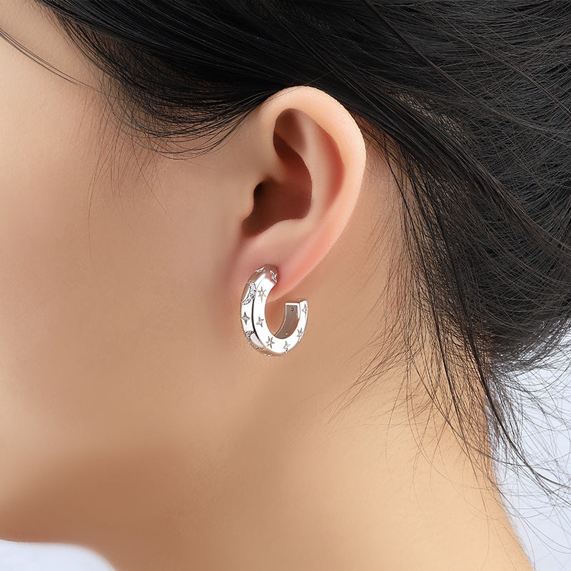 Entry Lux Personality Sterling Silver Broken Zirconium Special-interest Design Ear Studs Earrings
