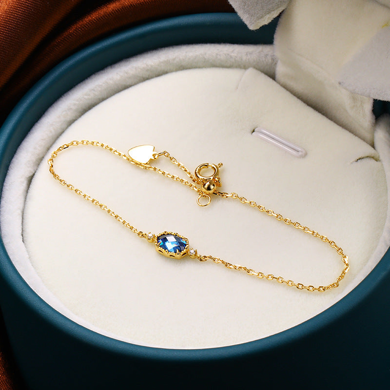 Retro Style Mysterious Sapphire Blue Zircon Bracelet