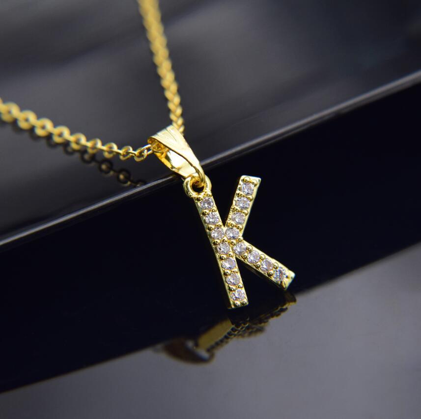 Gold-plated brass necklace Letter K