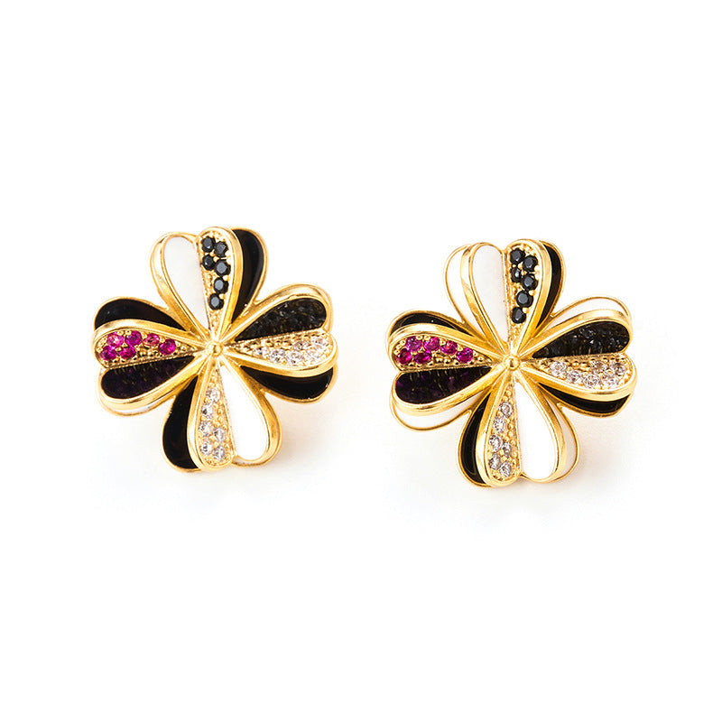 Vintage 18K Gold Plated Flower Earrings