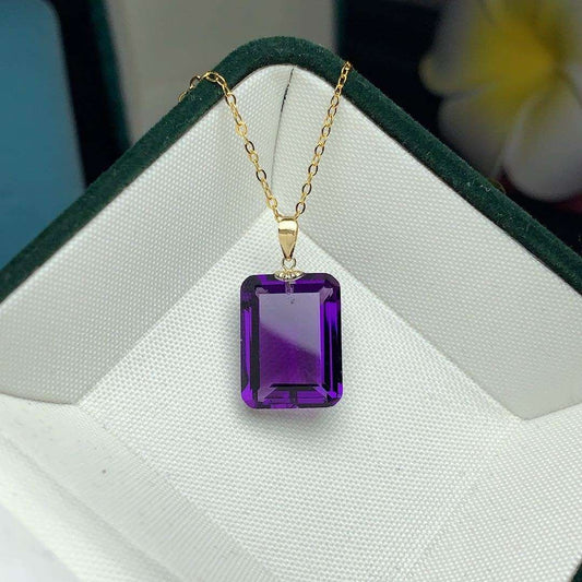 Amethyst Pendant With 18K Gold Buckle Jewelry 18K Gold