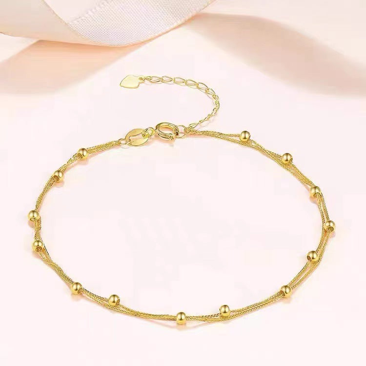 18K Gold Double Layer Pearl Star Bracelet