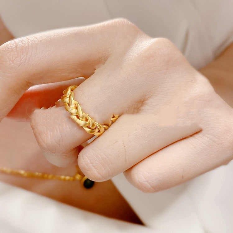 Ins Wind Plated 18k Gold Fried Dough Twist Ring