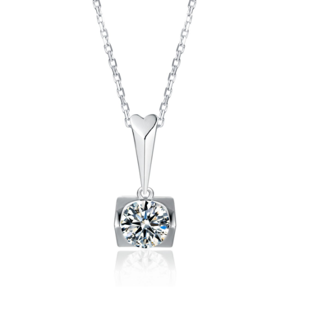 S925 Sterling Silver Inlaid Moissanite Stud Necklace Two Piece Set 1ct Moissanite Pendant