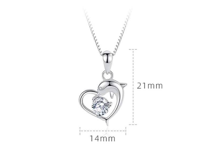 Sterling Silver S925 Dolphin Pendant Female