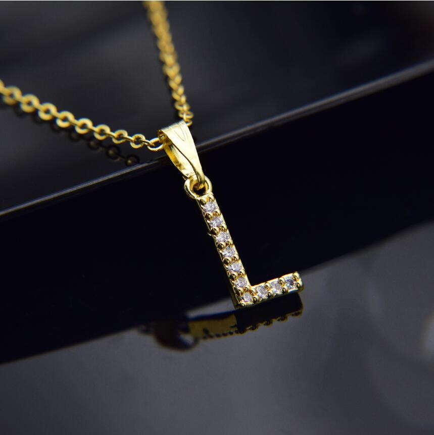 Gold-plated brass necklace Letter L