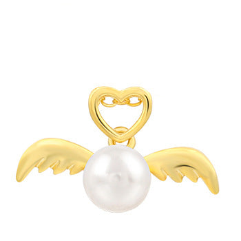 S925 Silver Pearl Pendant Women's Fashion Temperament Design Fetal Hair Angel Pendant hanging gold