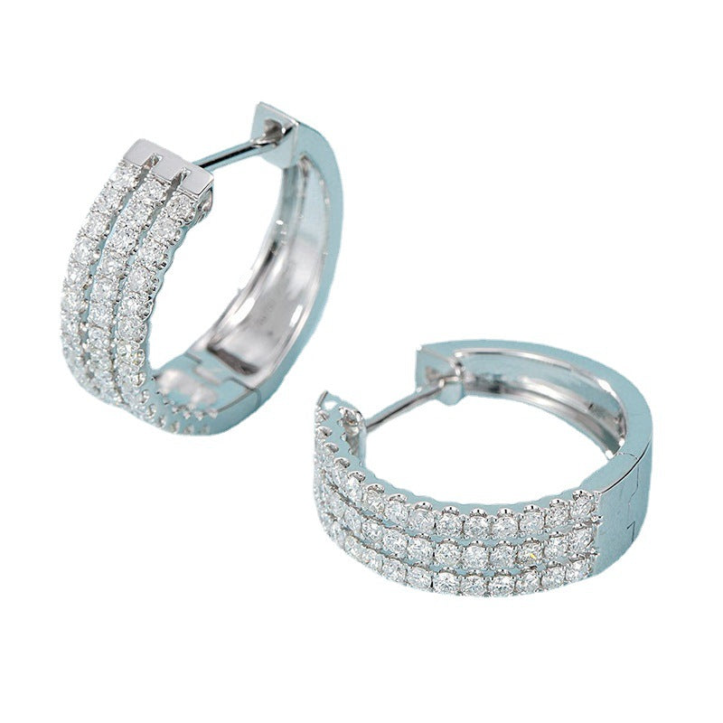 18K White Gold Natural Diamond Earrings Silver