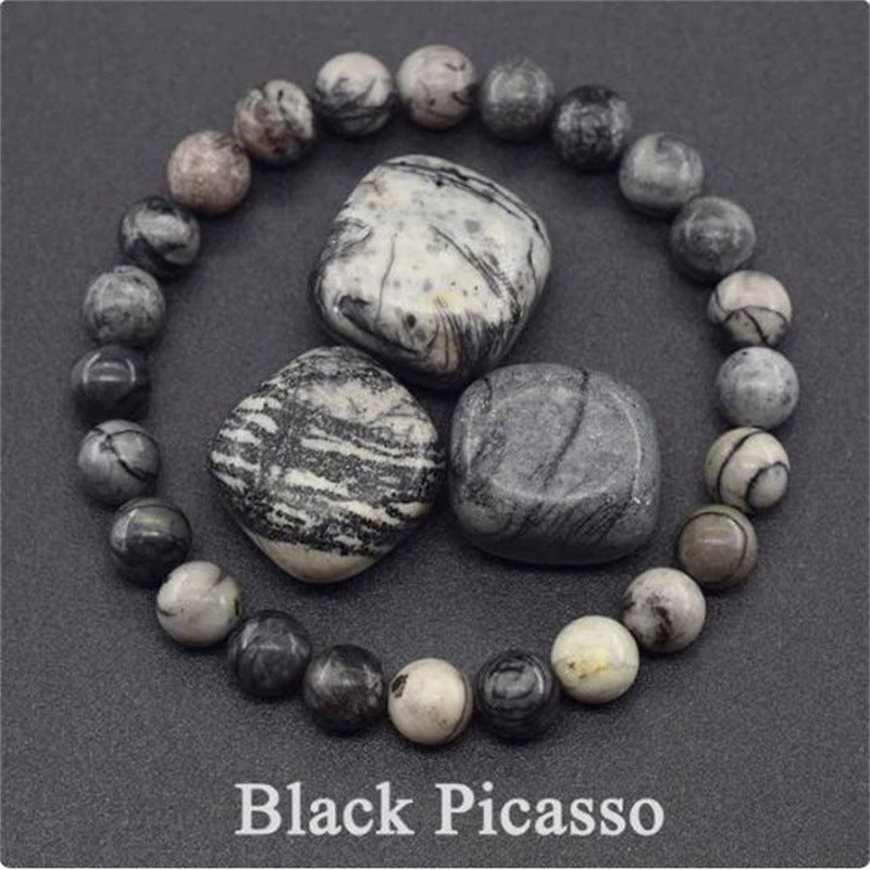 Natural Stone Elastic String Beaded Bracelet Style19