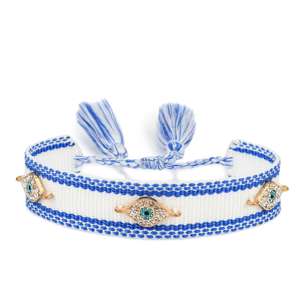 Lucky Blue Eyes Trendy Woven Bracelet No171