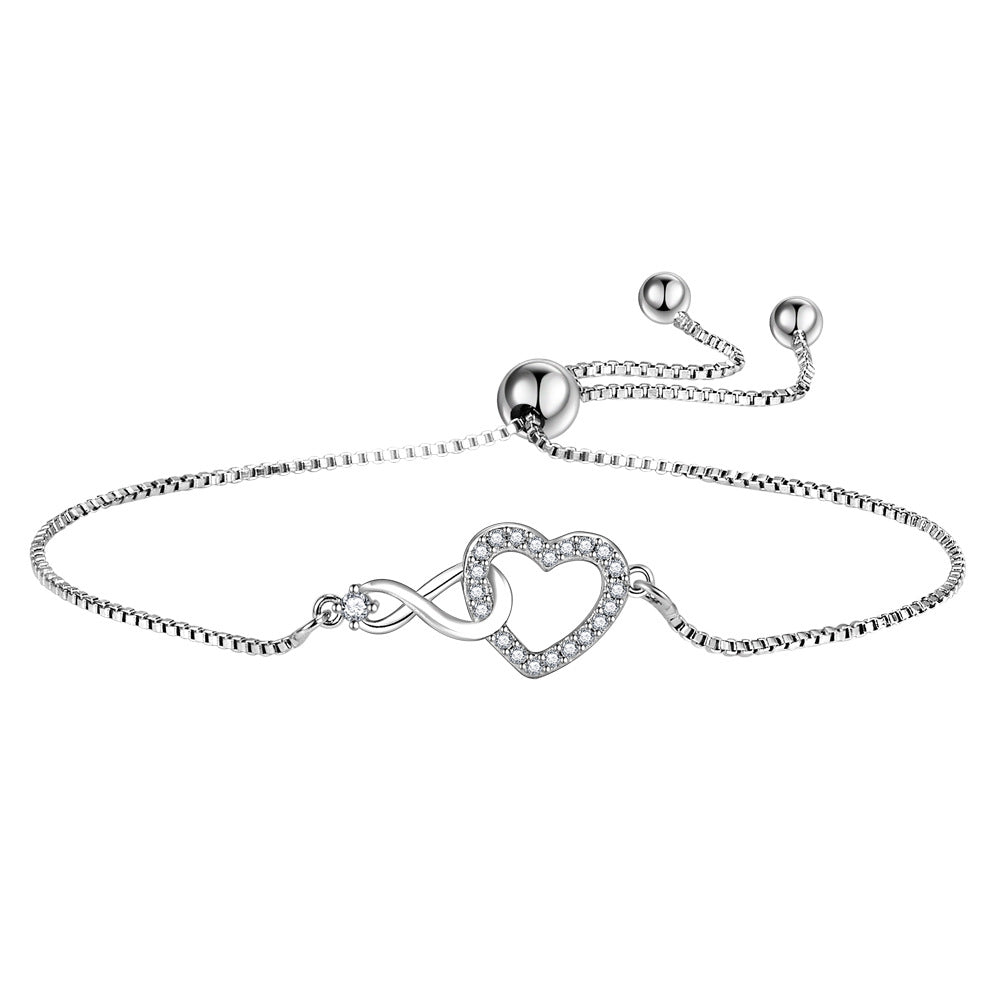 Simple Ring Heart Bracelet Eternal Love Heart-shaped Bracelet Ladies Bracelet White Gold Color