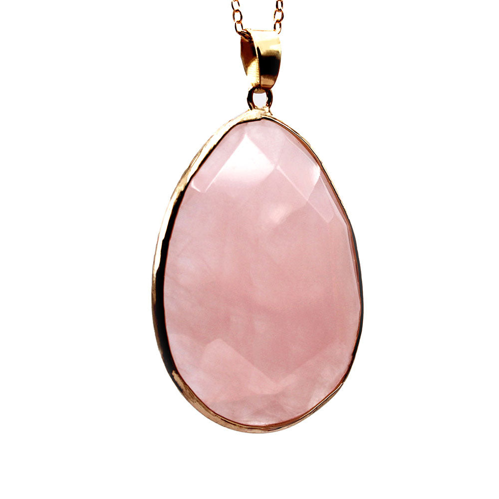 Natural Powder Crystal Cut Pendant With Crystal Raw Stone Slices Pink Crystal Pure Natural