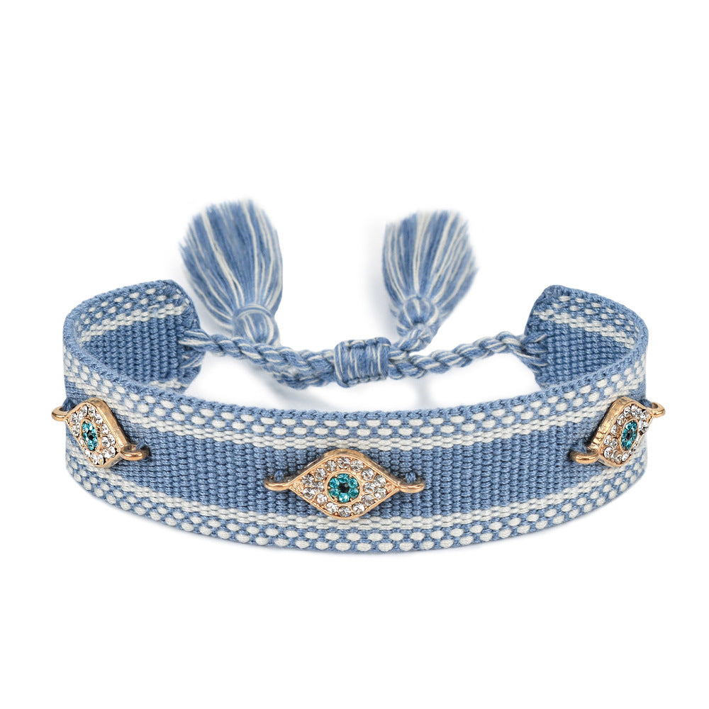 Lucky Blue Eyes Trendy Woven Bracelet No68
