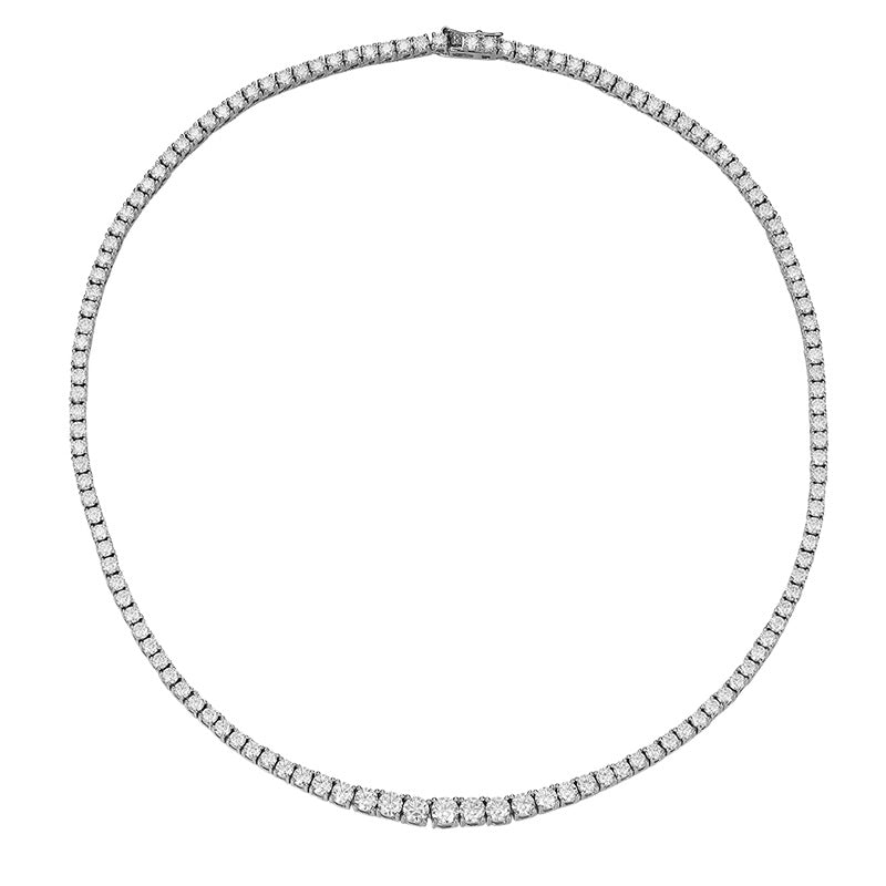 Women's Sterling Silver Gradient Moissanite Necklace Gradient Zircon