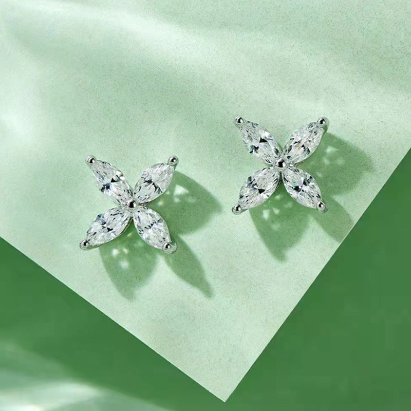 925 Silver Plated Personalized Design Graceful And Petite Earrings White Gold Color