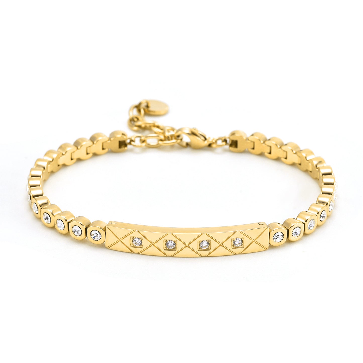 Light Luxury High-grade Diamond Chessboard Bracelet Gold