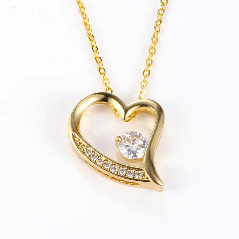 S925 Silver Heart-shaped Necklace For Women Yellow Gold 925 Silver