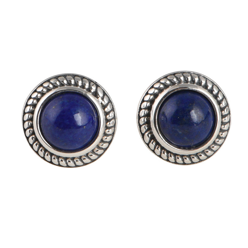 Women's Silver Stud Earrings With Lapis Lazuli