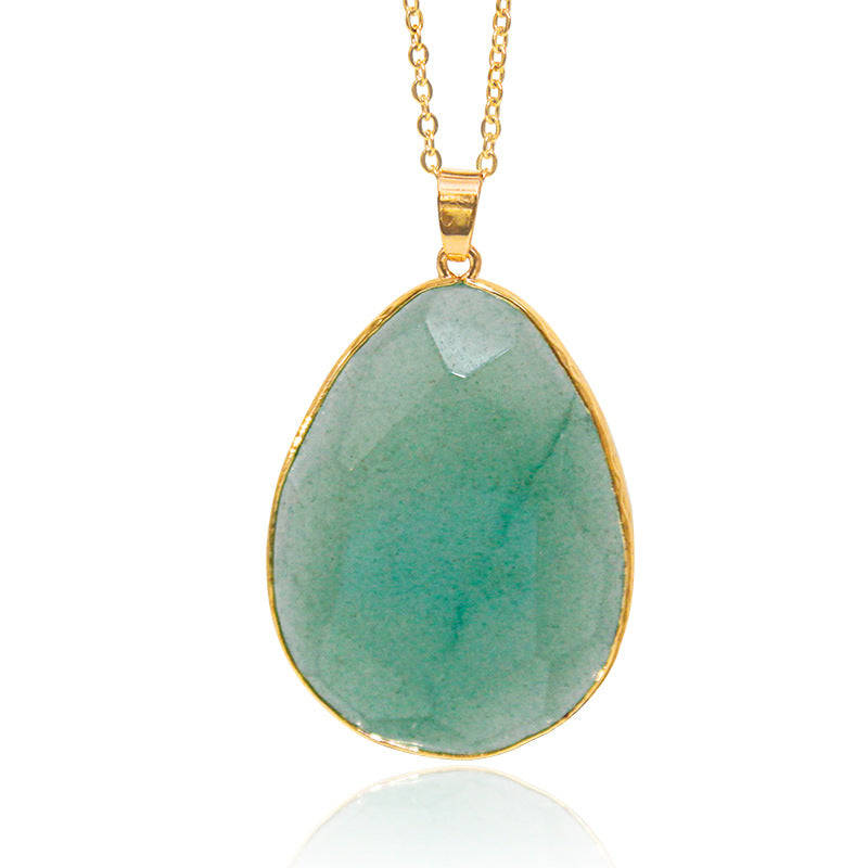 Natural Powder Crystal Cut Pendant With Crystal Raw Stone Slices Green Aventurine Pure Natural