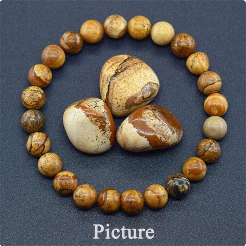Natural Stone Elastic String Beaded Bracelet Style18