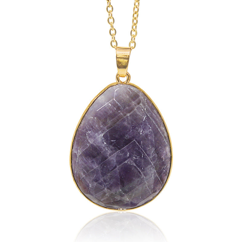 Natural Powder Crystal Cut Pendant With Crystal Raw Stone Slices Amethyst Pure Natural