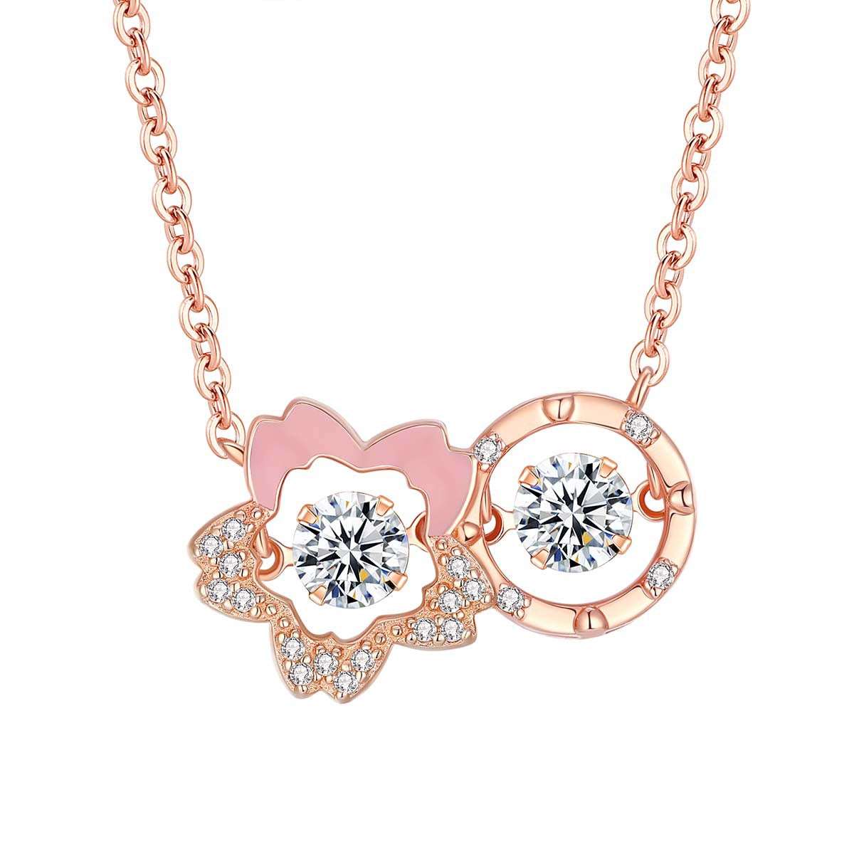 Cherry Blossom Necklace Female Silver Accessories Design Necklace Rose Gold 925 Silver