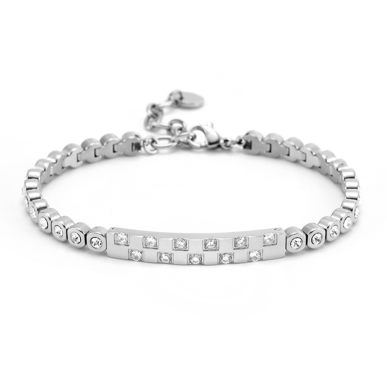 Light Luxury Advanced Stone-inlaid Left And Right Bracelet Steel