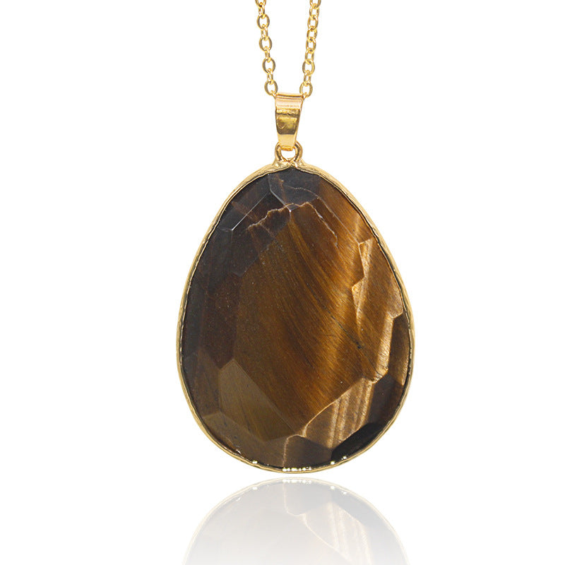 Natural Powder Crystal Cut Pendant With Crystal Raw Stone Slices Tiger Eye Pure Natural