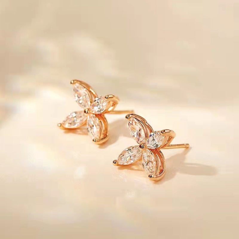 925 Silver Plated Personalized Design Graceful And Petite Earrings Rose Gold