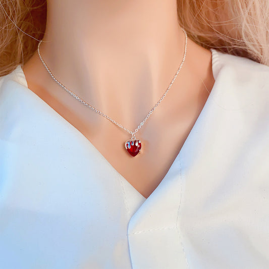 Women's Fashion Casual Heart-shaped Zircon Pendant Necklace 4 Silver Jacinth