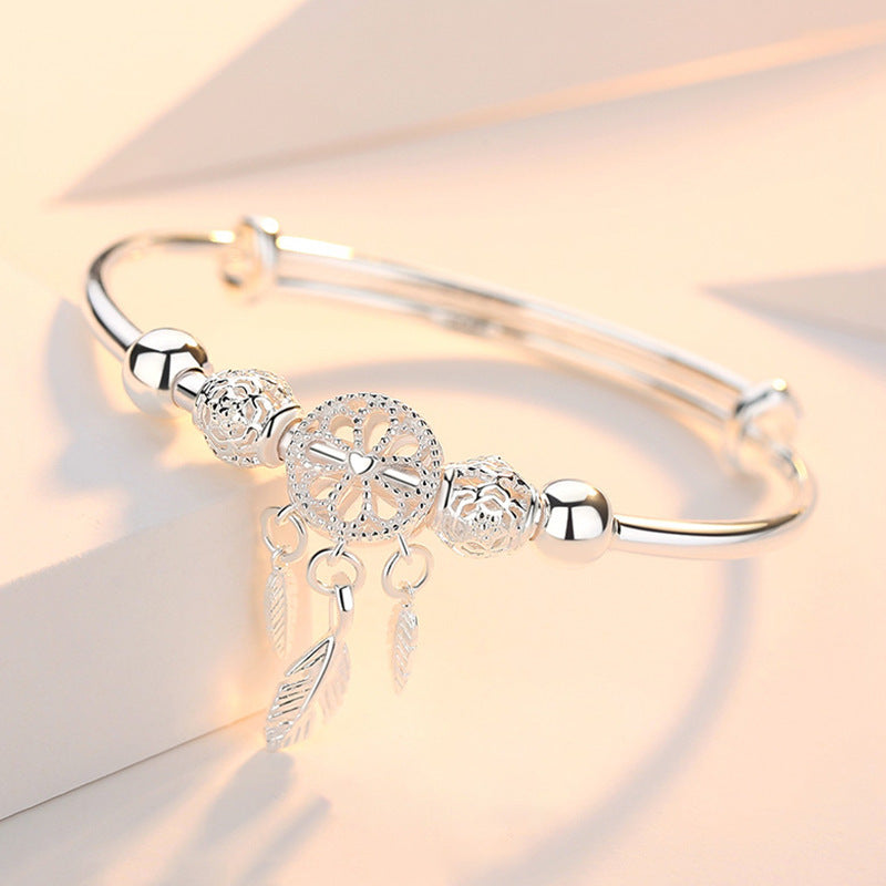 Dreamcatcher Silver Plated Bracelet Female Fashion Exquisite Adjustable Hollow Bracelet