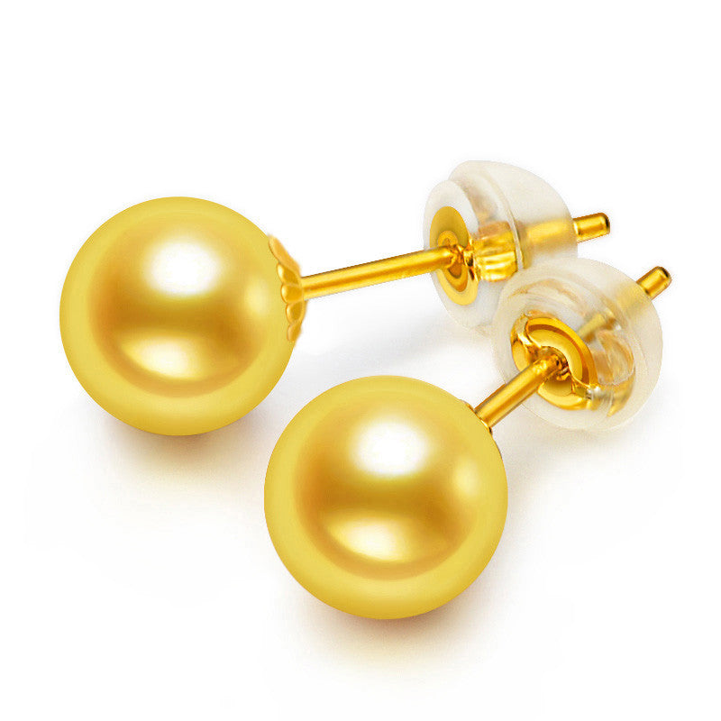 Small Bulb 18k Gold Pearl Stud Earrings