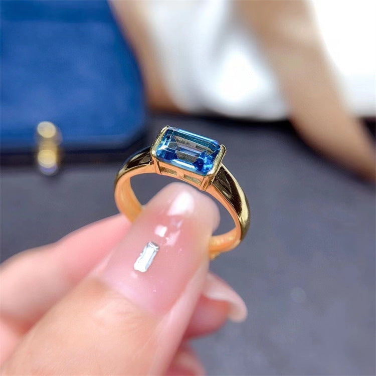 Natural Topaz Ring Female 925 Silver Plated