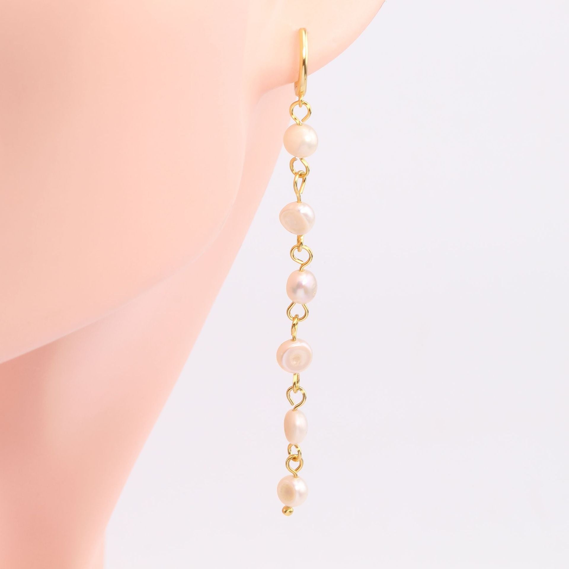 Women's Long Pearl Ear Clip Earrings