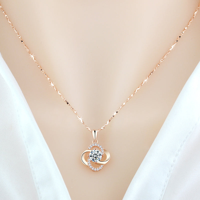 Necklace 925 Sterling Silver Plated 18 Rose Gold Women's Necklace Rose Gold 21cm contains 50cm contains