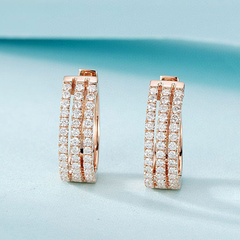 18K White Gold Natural Diamond Earrings Rose Gold