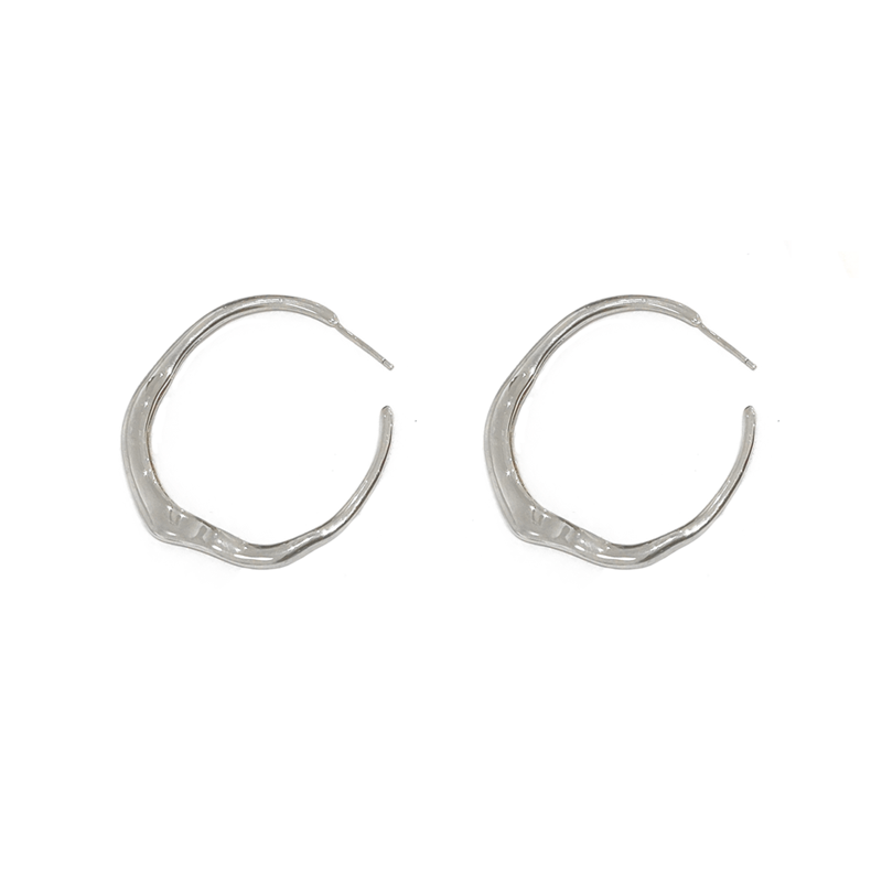 European And American Circle Women's Gold Advanced Earrings Fashion Silver pair