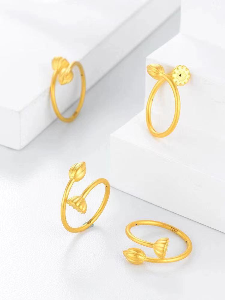 18K Gold Two Worlds Huan Ring Female Color Gold