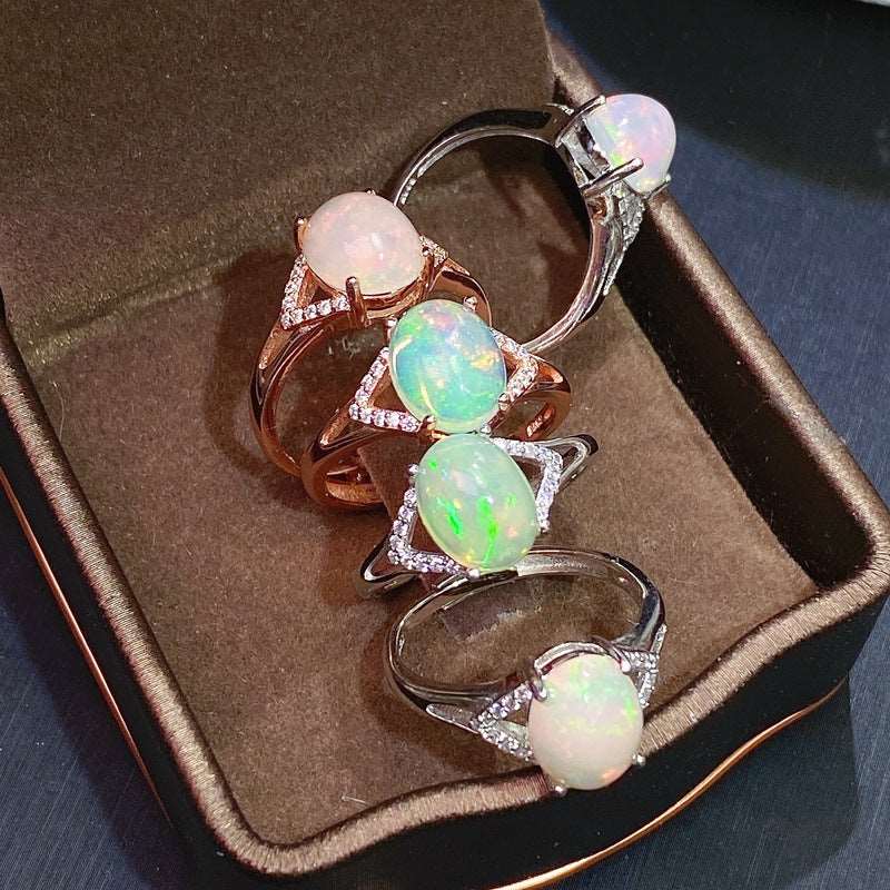 925 Silver Inlaid Natural Australian Opal Ring