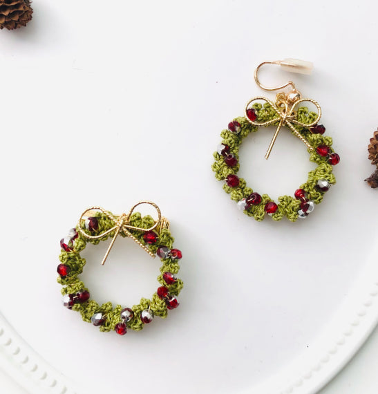 Diy Micro Hook Material Package Christmas Garland Earring Ear Clip Brooch Theme Decoration Olive Ear Clip Without Tools