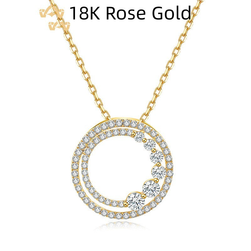 18K Gold Rose Gold Diamond Necklace Round 18K Rose Gold