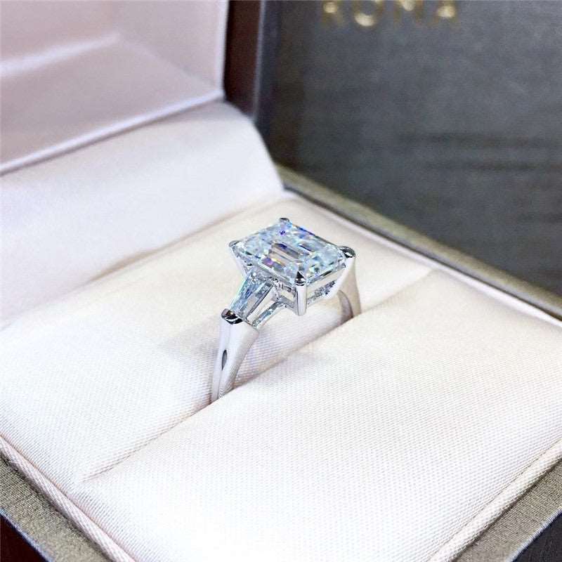 18K Gold Color Emerald Cut Baguette Diamond Ring Wholesale Price