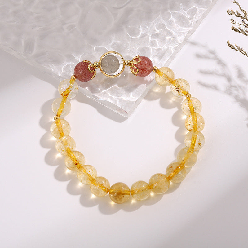 Women's Fashion Simple And Natural Gold Rutilated Quartz Bracelet