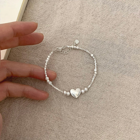 Sterling Silver Small Pieces Of Silver Heart Bracelet Female Niche