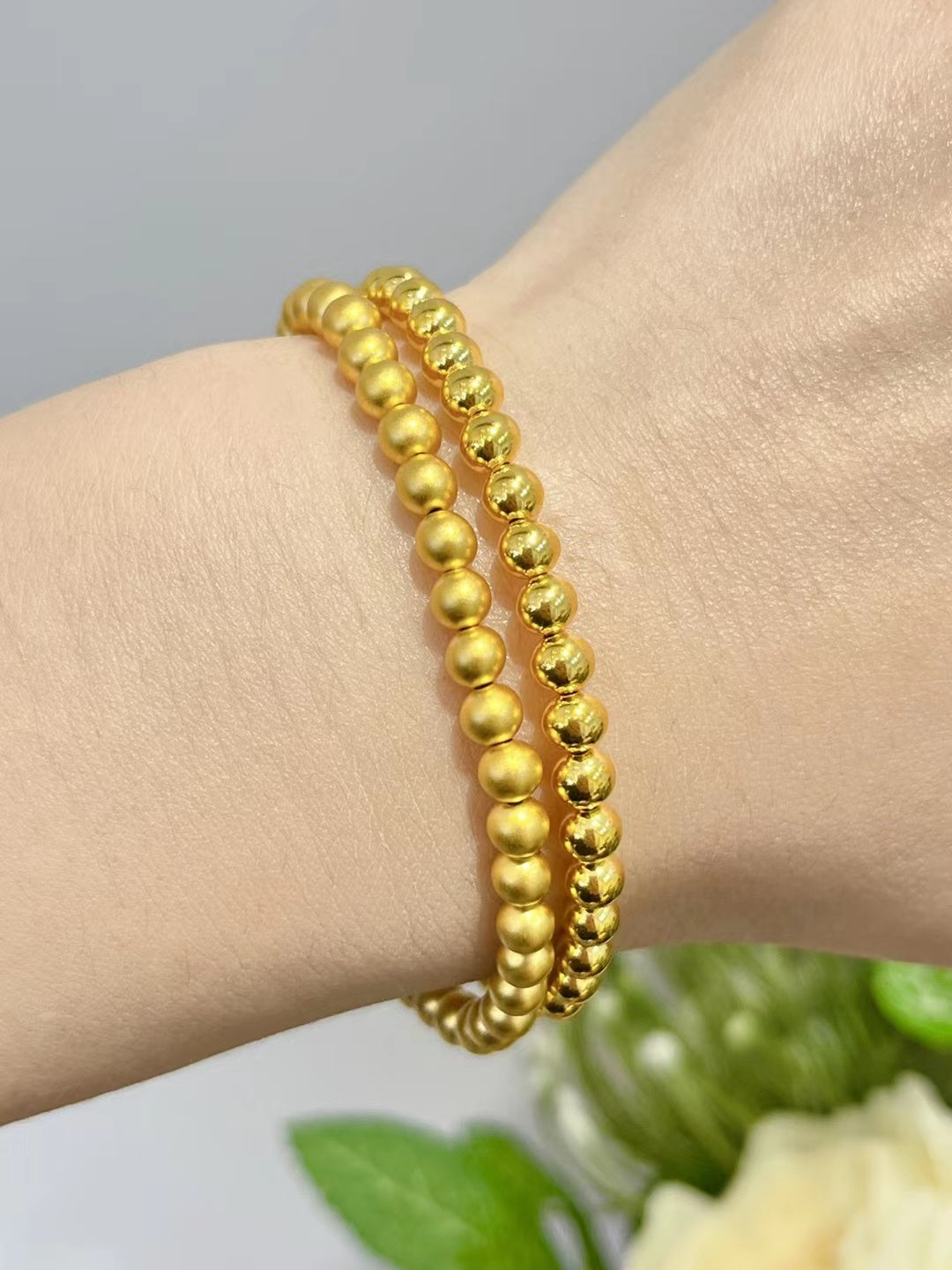 Bead Bead Hand String 999 Full Gold Material 5D Cyanide Free - Bon MercadoCyanide-free 999 gold bead hand string close-up