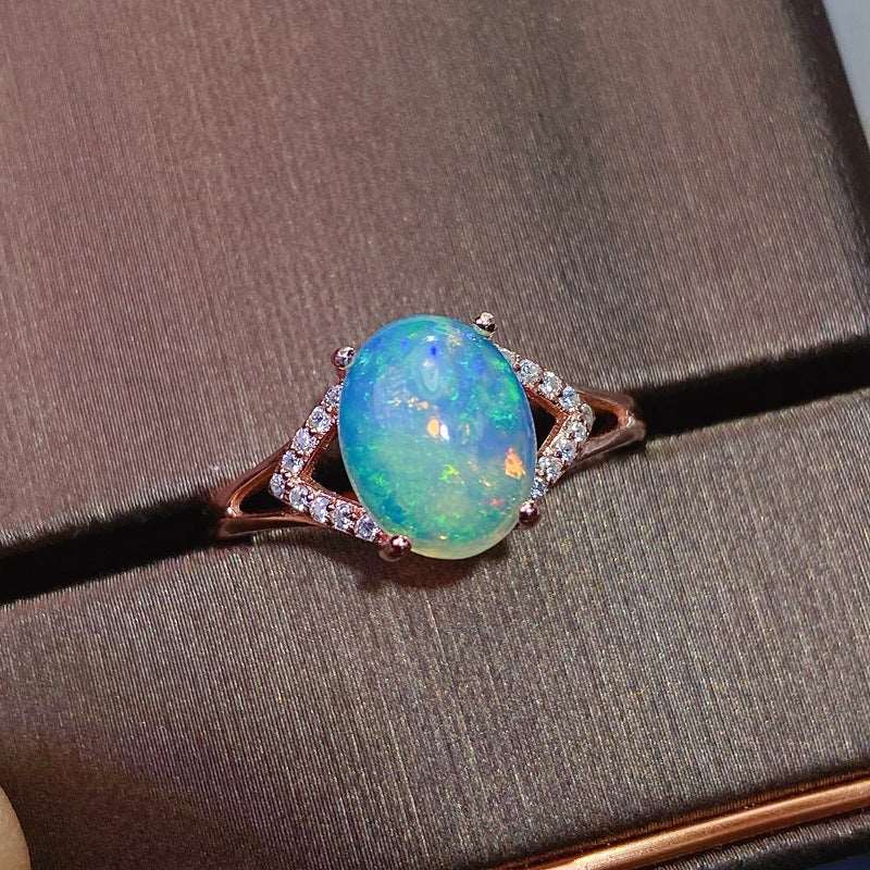 925 Silver Inlaid Natural Australian Opal Ring