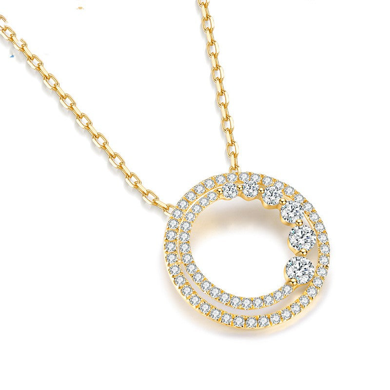 18K Gold Rose Gold Diamond Necklace Round