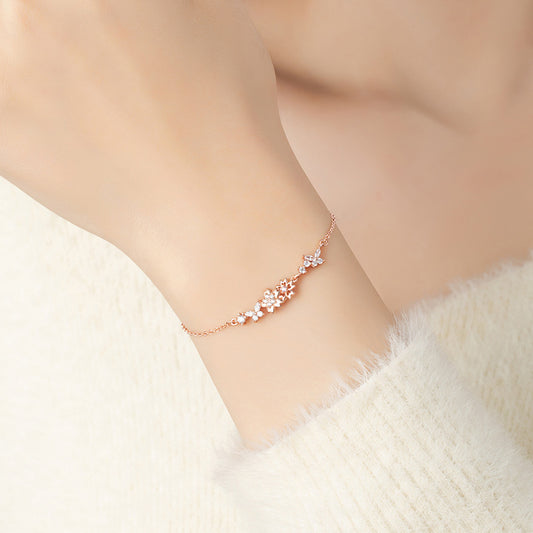 Cherry Blossom Sterling Silver 925 Bracelet For Women