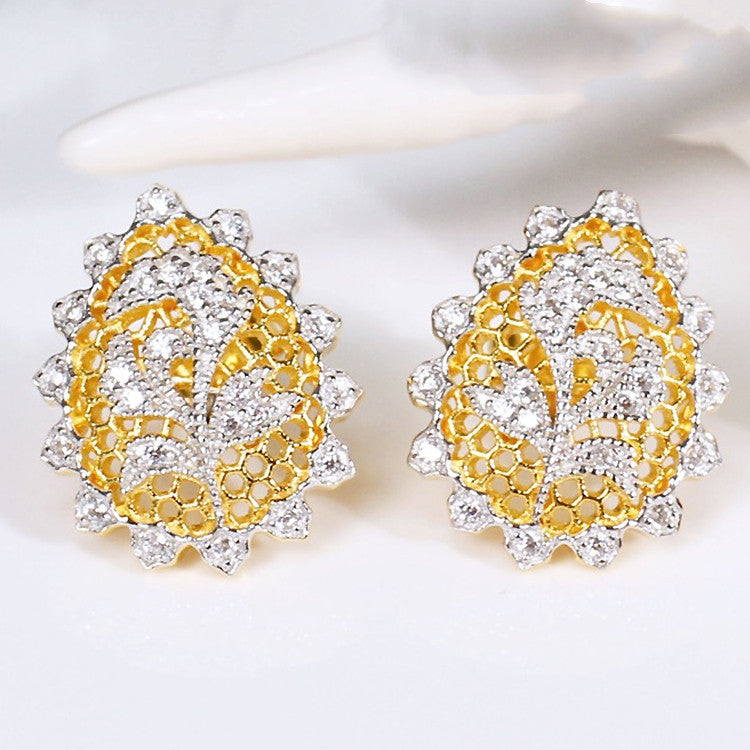 Light Luxury Customized 925 Silver Gold Honeycomb Vine Earrings Gold