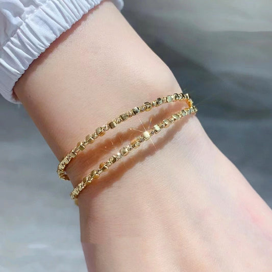 T015 18K Gold Cube Sugar Bracelet Laser